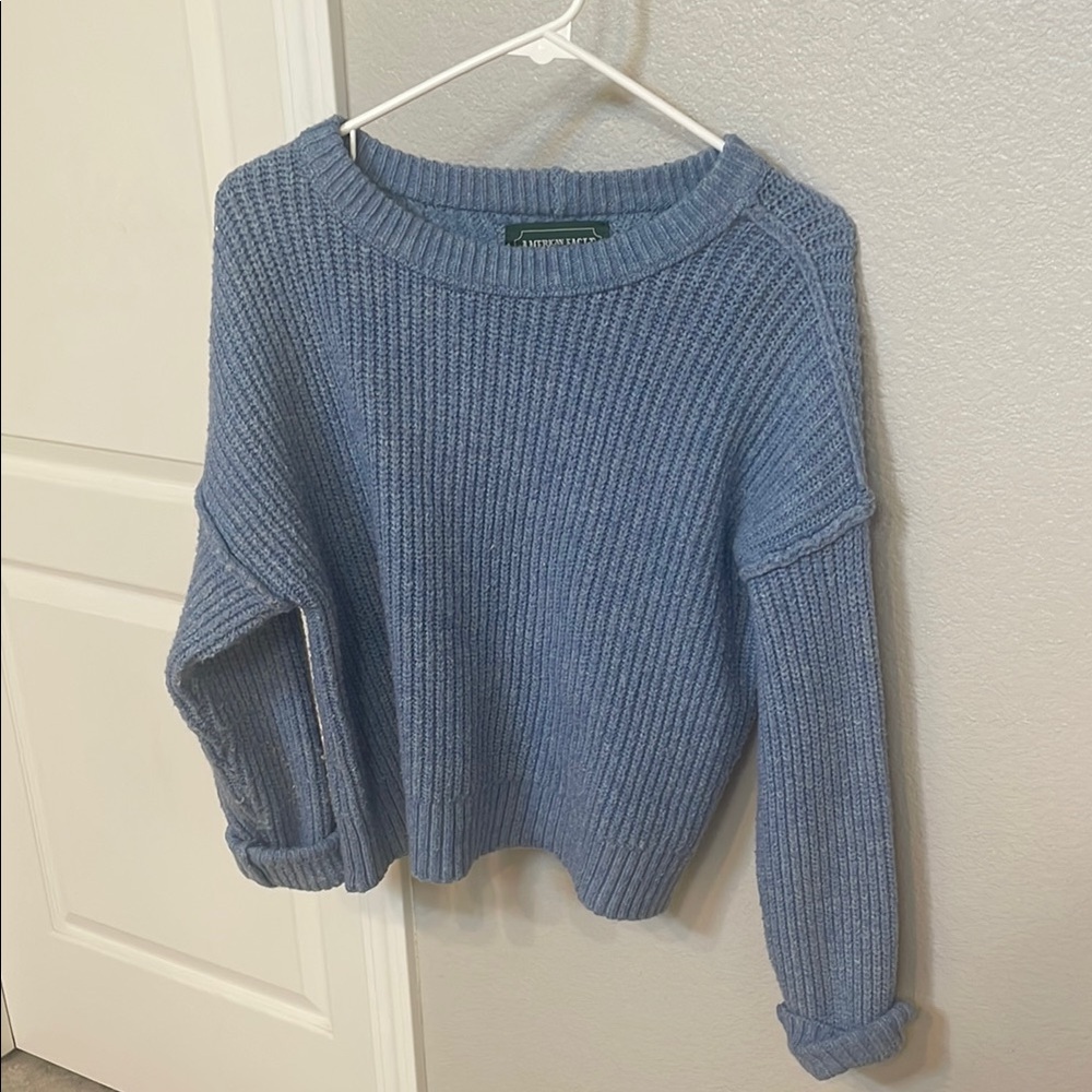 Blue Ribbed Women's Sweater